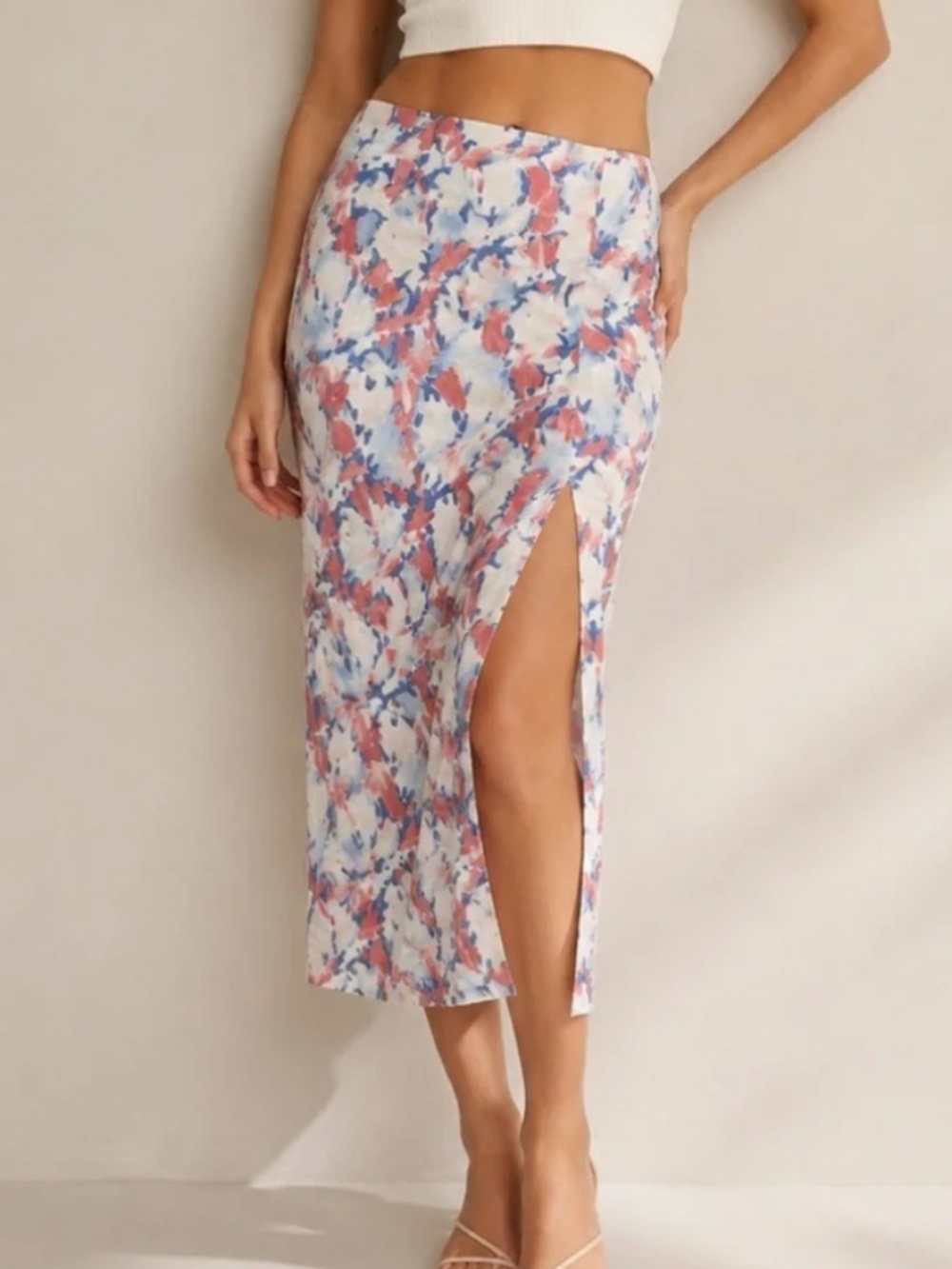 Abercrombie & Fitch Floral Watercolor Midi Skirt Faux Wrap Sz XS